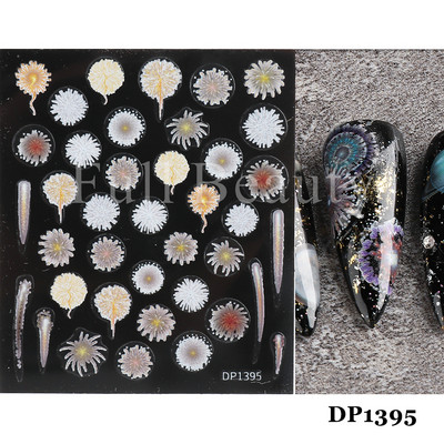 3D Space αυτοκόλλητα νυχιών Planet Nail Charms Stars Galaxy Foils Πολύχρωμα συρόμενα πυροτεχνήματα Ακουαρέλα Λουλούδια Διακόσμηση GLDP1396