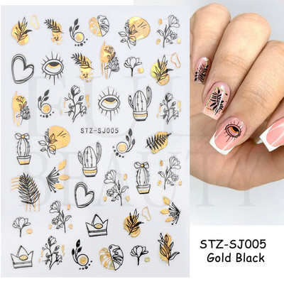 3D Space αυτοκόλλητα νυχιών Planet Nail Charms Stars Galaxy Foils Πολύχρωμα συρόμενα πυροτεχνήματα Ακουαρέλα Λουλούδια Διακόσμηση GLDP1396