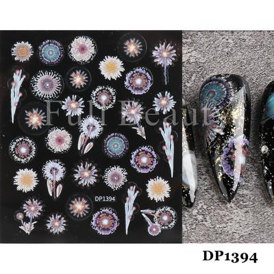 3D Space αυτοκόλλητα νυχιών Planet Nail Charms Stars Galaxy Foils Πολύχρωμα συρόμενα πυροτεχνήματα Ακουαρέλα Λουλούδια Διακόσμηση GLDP1396