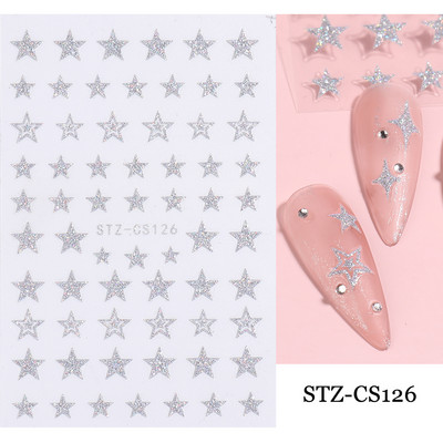 3D Space αυτοκόλλητα νυχιών Planet Nail Charms Stars Galaxy Foils Πολύχρωμα συρόμενα πυροτεχνήματα Ακουαρέλα Λουλούδια Διακόσμηση GLDP1396