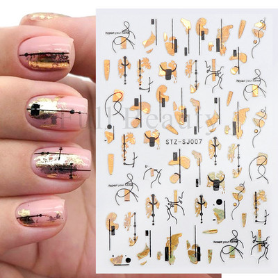 3D Space αυτοκόλλητα νυχιών Planet Nail Charms Stars Galaxy Foils Πολύχρωμα συρόμενα πυροτεχνήματα Ακουαρέλα Λουλούδια Διακόσμηση GLDP1396