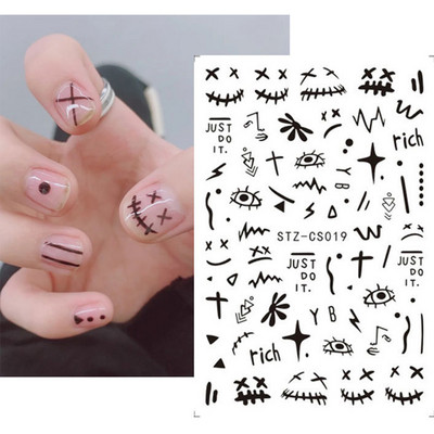 Glitter γαλλική γραμμή αυτοκόλλητα νυχιών Ασημί Λευκό λοξό αυτοκόλλητα λωρίδες Slider 3D Star Heart Λαμπερή διακόσμηση Νυχιών Συμβουλές για νύχια NLSTZ-CS068