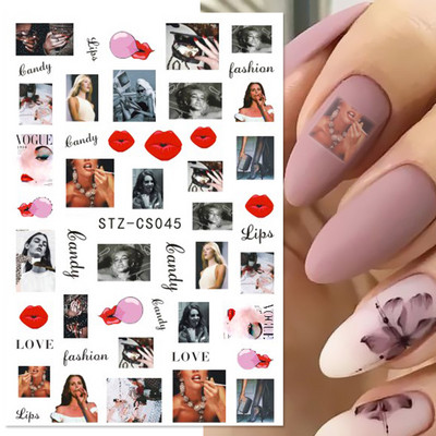Glitter γαλλική γραμμή αυτοκόλλητα νυχιών Ασημί Λευκό λοξό αυτοκόλλητα λωρίδες Slider 3D Star Heart Λαμπερή διακόσμηση Νυχιών Συμβουλές για νύχια NLSTZ-CS068