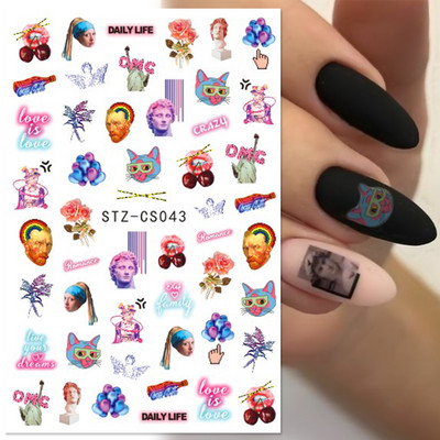 Glitter γαλλική γραμμή αυτοκόλλητα νυχιών Ασημί Λευκό λοξό αυτοκόλλητα λωρίδες Slider 3D Star Heart Λαμπερή διακόσμηση Νυχιών Συμβουλές για νύχια NLSTZ-CS068