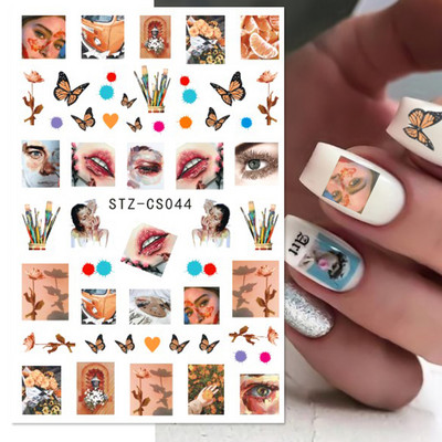 Glitter γαλλική γραμμή αυτοκόλλητα νυχιών Ασημί Λευκό λοξό αυτοκόλλητα λωρίδες Slider 3D Star Heart Λαμπερή διακόσμηση Νυχιών Συμβουλές για νύχια NLSTZ-CS068