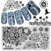 1 Υπολογιστής Nail Art Πρότυπα από ανοξείδωτο ατσάλι Εργαλείο ομορφιάς με στένσιλ για σφράγιση για μανικιούρ