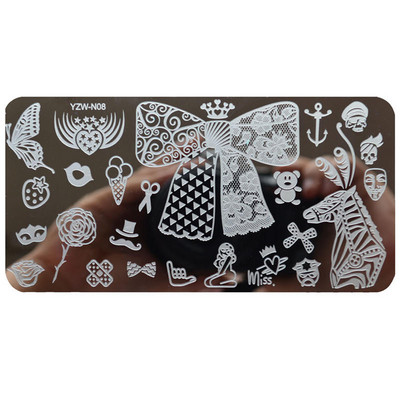 1 Υπολογιστής Nail Art Πρότυπα από ανοξείδωτο ατσάλι Εργαλείο ομορφιάς με στένσιλ για σφράγιση για μανικιούρ