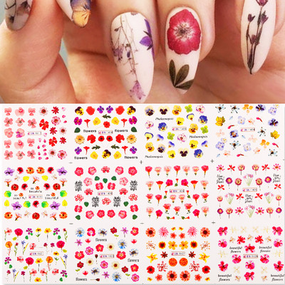 12 DB nyári körömmatrica levél szív virág víz matrica kézi ápoláshoz vízjel transzfer körömmatrica kiegészítők