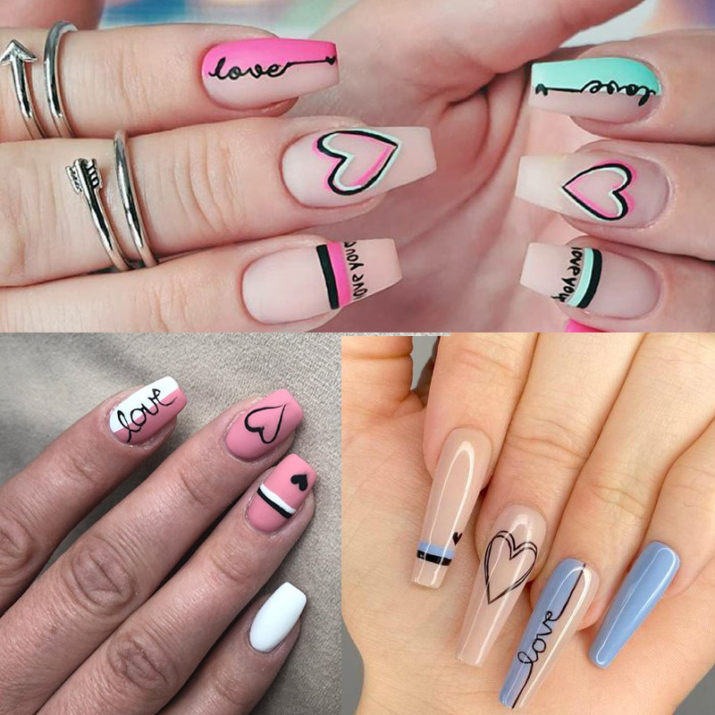 12 TK suvised küünekleebised kiri süda lill vesi kleebised maniküüriks vesimärgi ülekandeks küünekleebised aksessuaarid