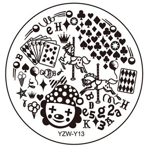 Läbimõõt 5,5 cm ümmargune küünekunsti tembeldusmall Pildiplaat 20 kujundust YZW-Y seeria küünte stantsimisplaadid maniküüri šabloonide komplekt