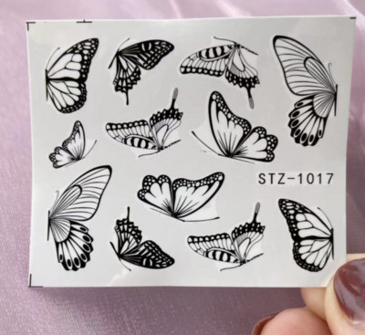 Μαύρα καρφιά πεταλούδα Αυτοκόλλητα Αυτοκόλλητα Αυτοκόλλητα Λευκά λουλούδια Αυτοκόλλητα Διακοσμήσεις Μανικιούρ Σχέδιο για Μανικιούρ Νυχιών Διακοσμήσεις Σαλόνι