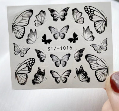 Μαύρα καρφιά πεταλούδα Αυτοκόλλητα Αυτοκόλλητα Αυτοκόλλητα Λευκά λουλούδια Αυτοκόλλητα Διακοσμήσεις Μανικιούρ Σχέδιο για Μανικιούρ Νυχιών Διακοσμήσεις Σαλόνι