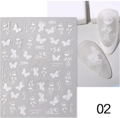 Μαύρα καρφιά πεταλούδα Αυτοκόλλητα Αυτοκόλλητα Αυτοκόλλητα Λευκά λουλούδια Αυτοκόλλητα Διακοσμήσεις Μανικιούρ Σχέδιο για Μανικιούρ Νυχιών Διακοσμήσεις Σαλόνι