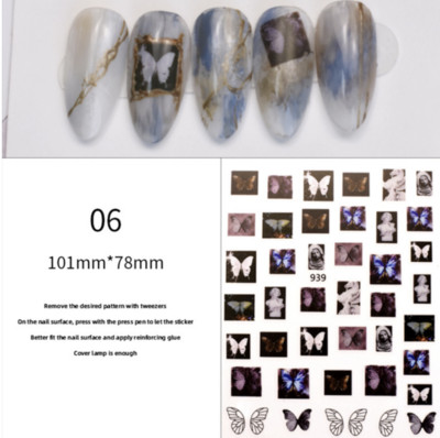 Μαύρα καρφιά πεταλούδα Αυτοκόλλητα Αυτοκόλλητα Αυτοκόλλητα Λευκά λουλούδια Αυτοκόλλητα Διακοσμήσεις Μανικιούρ Σχέδιο για Μανικιούρ Νυχιών Διακοσμήσεις Σαλόνι