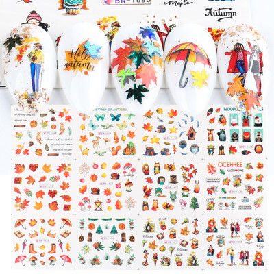 Pühade küüned Veeülekande kleebised Uusaasta Disain Kleebised Jõulupuu Hirve Kingitused Talvine maniküüri kaunistus CHBN2413-2424