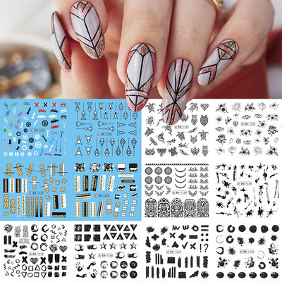 Pühade küüned Veeülekande kleebised Uusaasta Disain Kleebised Jõulupuu Hirve Kingitused Talvine maniküüri kaunistus CHBN2413-2424