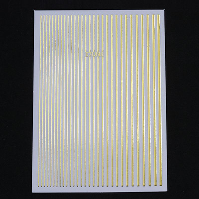 Kuldne 3D-küünekleebised, kõverad triibujooned, küünekleebised, gradient-kleeplint, küünte foolium, küünekleebised, hõbedased