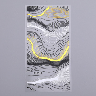Kuldne 3D-küünekleebised, kõverad triibujooned, küünekleebised, gradient-kleeplint, küünte foolium, küünekleebised, hõbedased