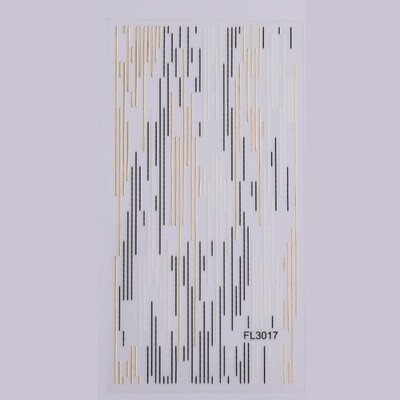 Kuldne 3D-küünekleebised, kõverad triibujooned, küünekleebised, gradient-kleeplint, küünte foolium, küünekleebised, hõbedased