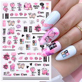 1 buc. Autocolante din folie 3D pentru unghii, inimă de Valentine, cu litere de dragoste, design drăguț, glisoare de desene animate, autocolante, ambalaje decorative cu gel NFF830-835