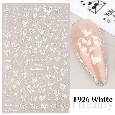 1 buc. Autocolante din folie 3D pentru unghii, inimă de Valentine, cu litere de dragoste, design drăguț, glisoare de desene animate, autocolante, ambalaje decorative cu gel NFF830-835