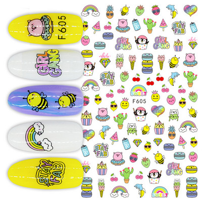 1 buc. Autocolante din folie 3D pentru unghii, inimă de Valentine, cu litere de dragoste, design drăguț, glisoare de desene animate, autocolante, ambalaje decorative cu gel NFF830-835