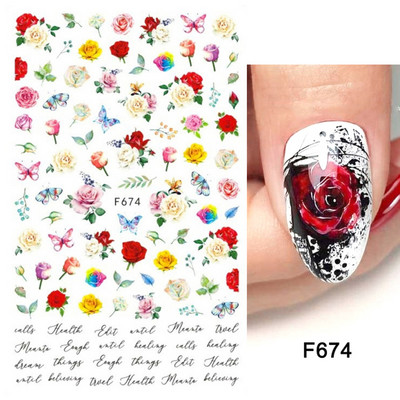 1 buc. Autocolante din folie 3D pentru unghii, inimă de Valentine, cu litere de dragoste, design drăguț, glisoare de desene animate, autocolante, ambalaje decorative cu gel NFF830-835