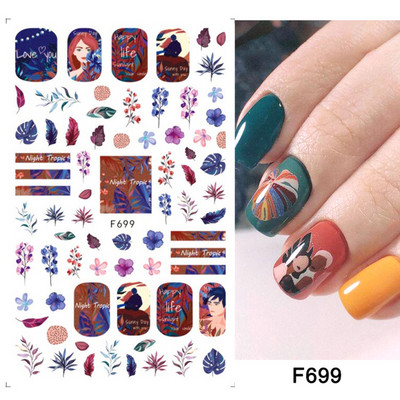 1 buc. Autocolante din folie 3D pentru unghii, inimă de Valentine, cu litere de dragoste, design drăguț, glisoare de desene animate, autocolante, ambalaje decorative cu gel NFF830-835