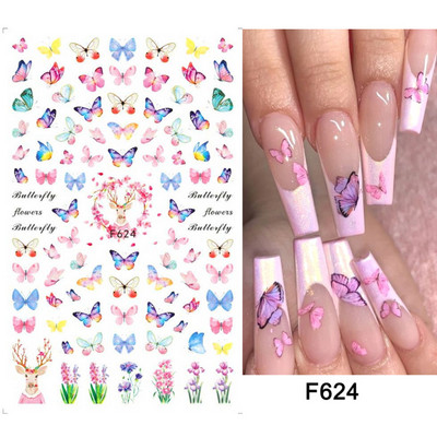 1 buc. Autocolante din folie 3D pentru unghii, inimă de Valentine, cu litere de dragoste, design drăguț, glisoare de desene animate, autocolante, ambalaje decorative cu gel NFF830-835