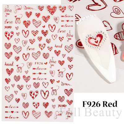 1 buc. Autocolante din folie 3D pentru unghii, inimă de Valentine, cu litere de dragoste, design drăguț, glisoare de desene animate, autocolante, ambalaje decorative cu gel NFF830-835