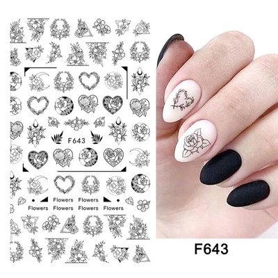 1 buc. Autocolante din folie 3D pentru unghii, inimă de Valentine, cu litere de dragoste, design drăguț, glisoare de desene animate, autocolante, ambalaje decorative cu gel NFF830-835