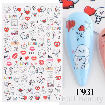 1 buc. Autocolante din folie 3D pentru unghii, inimă de Valentine, cu litere de dragoste, design drăguț, glisoare de desene animate, autocolante, ambalaje decorative cu gel NFF830-835