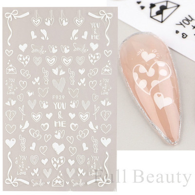 1 buc. Autocolante din folie 3D pentru unghii, inimă de Valentine, cu litere de dragoste, design drăguț, glisoare de desene animate, autocolante, ambalaje decorative cu gel NFF830-835