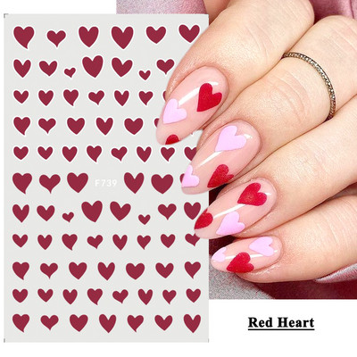 1 buc. Autocolante din folie 3D pentru unghii, inimă de Valentine, cu litere de dragoste, design drăguț, glisoare de desene animate, autocolante, ambalaje decorative cu gel NFF830-835