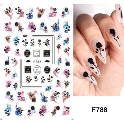 1 buc. Autocolante din folie 3D pentru unghii, inimă de Valentine, cu litere de dragoste, design drăguț, glisoare de desene animate, autocolante, ambalaje decorative cu gel NFF830-835