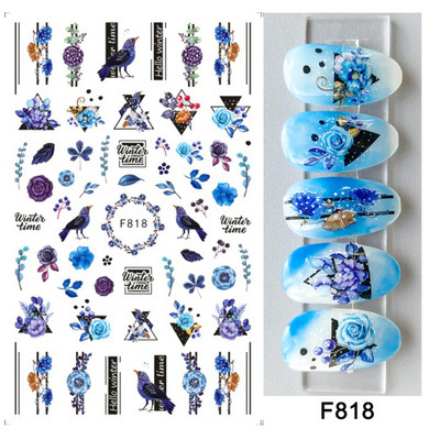 1 buc. Autocolante din folie 3D pentru unghii, inimă de Valentine, cu litere de dragoste, design drăguț, glisoare de desene animate, autocolante, ambalaje decorative cu gel NFF830-835