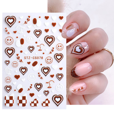 1 buc. Autocolante din folie 3D pentru unghii, inimă de Valentine, cu litere de dragoste, design drăguț, glisoare de desene animate, autocolante, ambalaje decorative cu gel NFF830-835