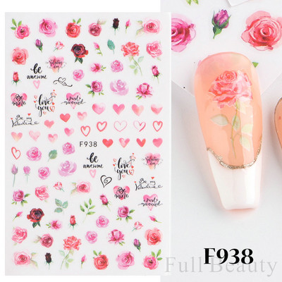 1 buc. Autocolante din folie 3D pentru unghii, inimă de Valentine, cu litere de dragoste, design drăguț, glisoare de desene animate, autocolante, ambalaje decorative cu gel NFF830-835