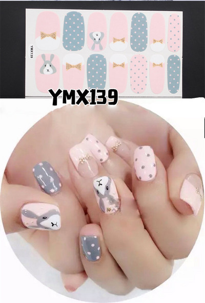 1 φύλλο Κορέα αυτοκόλλητο νυχιών με πλήρες κάλυμμα Nail Art Wraps Διακοσμήσεις DIY Μανικιούρ Slider Nail Vinyls Nails Decals Μανικιούρ Τέχνη