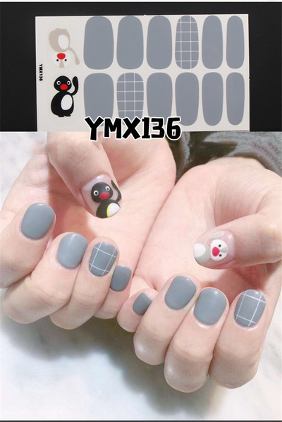 1 φύλλο Κορέα αυτοκόλλητο νυχιών με πλήρες κάλυμμα Nail Art Wraps Διακοσμήσεις DIY Μανικιούρ Slider Nail Vinyls Nails Decals Μανικιούρ Τέχνη