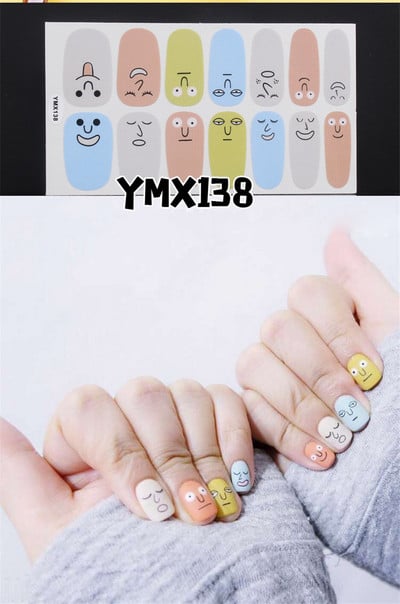 1 φύλλο Κορέα αυτοκόλλητο νυχιών με πλήρες κάλυμμα Nail Art Wraps Διακοσμήσεις DIY Μανικιούρ Slider Nail Vinyls Nails Decals Μανικιούρ Τέχνη