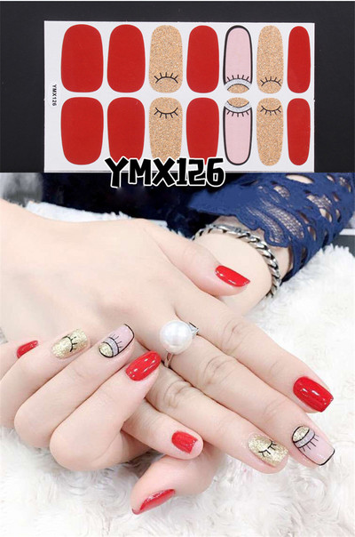 1 φύλλο Κορέα αυτοκόλλητο νυχιών με πλήρες κάλυμμα Nail Art Wraps Διακοσμήσεις DIY Μανικιούρ Slider Nail Vinyls Nails Decals Μανικιούρ Τέχνη