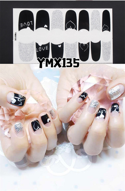 1 φύλλο Κορέα αυτοκόλλητο νυχιών με πλήρες κάλυμμα Nail Art Wraps Διακοσμήσεις DIY Μανικιούρ Slider Nail Vinyls Nails Decals Μανικιούρ Τέχνη