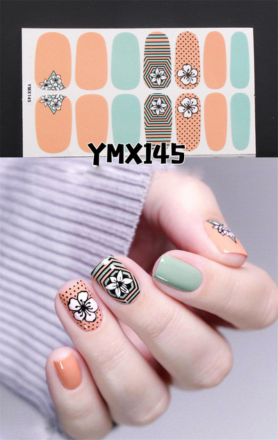 1 φύλλο Κορέα αυτοκόλλητο νυχιών με πλήρες κάλυμμα Nail Art Wraps Διακοσμήσεις DIY Μανικιούρ Slider Nail Vinyls Nails Decals Μανικιούρ Τέχνη