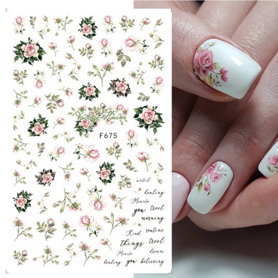 3D Nyári Virágok Körömlakk Matricák Geometrikus Kék Levelek Százszorszép Design Matricák Virágzó Sakura Dekoráció Barkács pakolások CHF844-853