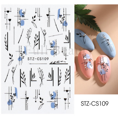 3D Nyári Virágok Körömlakk Matricák Geometrikus Kék Levelek Százszorszép Design Matricák Virágzó Sakura Dekoráció Barkács pakolások CHF844-853