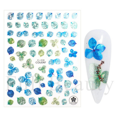 3D Nyári Virágok Körömlakk Matricák Geometrikus Kék Levelek Százszorszép Design Matricák Virágzó Sakura Dekoráció Barkács pakolások CHF844-853