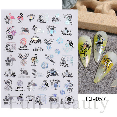 3D Nyári Virágok Körömlakk Matricák Geometrikus Kék Levelek Százszorszép Design Matricák Virágzó Sakura Dekoráció Barkács pakolások CHF844-853