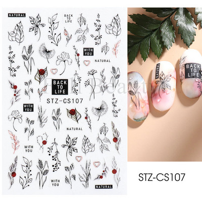 3D Nyári Virágok Körömlakk Matricák Geometrikus Kék Levelek Százszorszép Design Matricák Virágzó Sakura Dekoráció Barkács pakolások CHF844-853