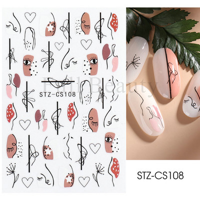 3D Nyári Virágok Körömlakk Matricák Geometrikus Kék Levelek Százszorszép Design Matricák Virágzó Sakura Dekoráció Barkács pakolások CHF844-853